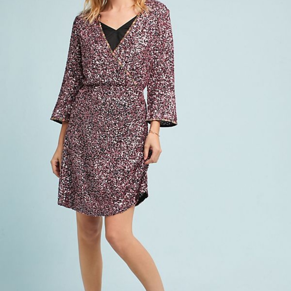 NWT Varun Bahl - Anthropologie Sequined Wrap Dress